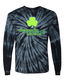 Shamrocks Tie Dye Black Long Sleeved T - Orders due by Friday, March 24, 2023